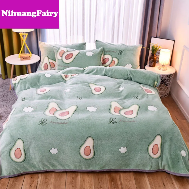 

New style bed blanket Coral fleece flannel blankets for beds winter warm thick plus velvet bed linen nap blanket