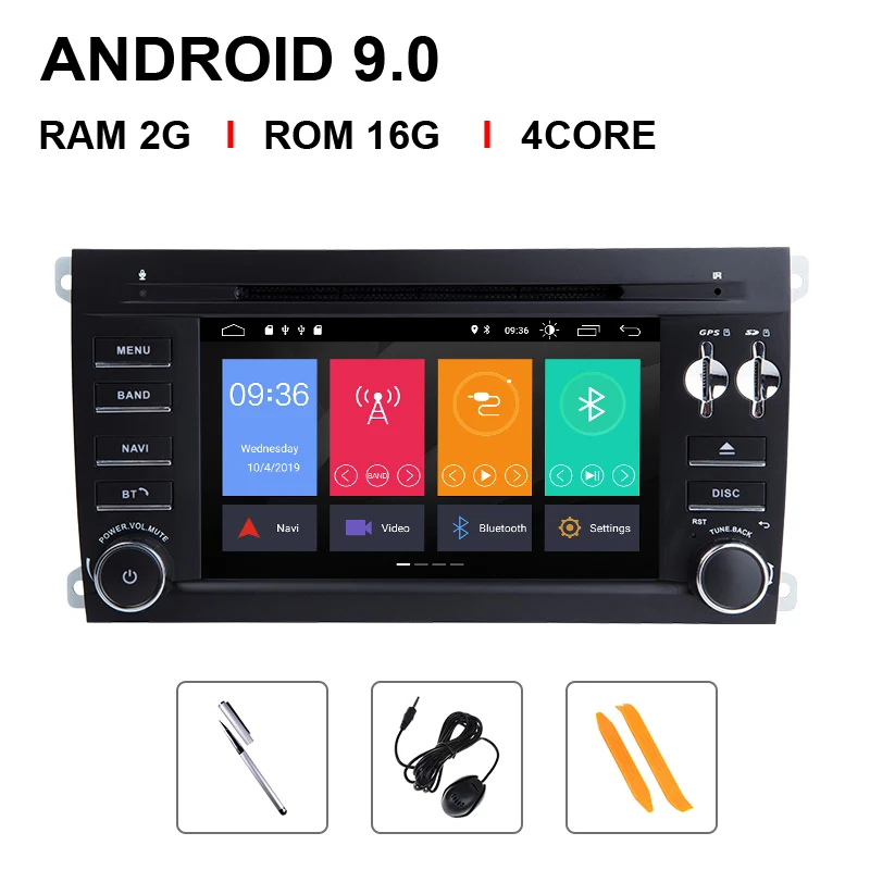 4 Core 16 ROM Ips DSP Авторадио 2 Din Android 9 автомобильный мультимедийный плеер для Porsche Cayenne GTS 2003-2010 gps навигация аудио DVD стереосистема 4 Гб - Цвет: 4 Core 16 ROM