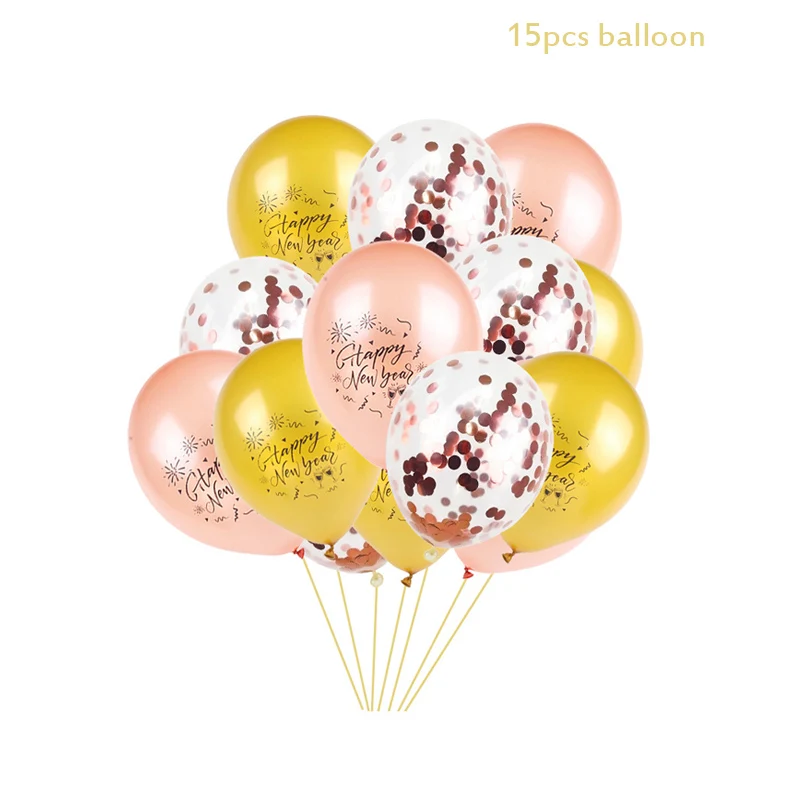 Воздушные шары Золотое серебряное число фольгированные гелиевые балоны счастливый год воздушный шар Счастливого Рождества год вечерние украшения Noel - Цвет: 15pcs balloon d