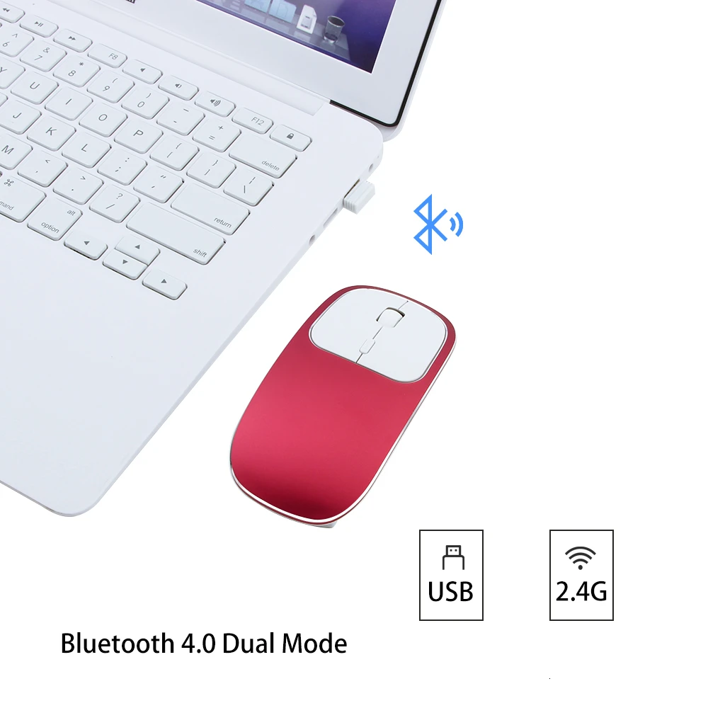 2,4 ГГц Usb Беспроводная+ Bluetooth двухрежимный тонкая компьютерная мышь металлическая перезаряжаемая Бесшумная оптическая мышь 3d Мини Розовый, алюминиевый мышь