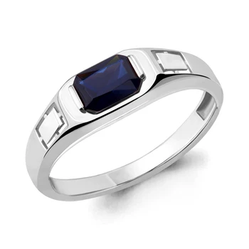 

Men with signet AQUAMARINE nanosapfirom, Silver 925