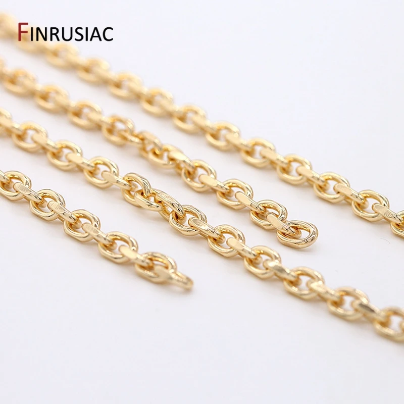 주얼리 제작용 실제 금 도금 황동 금속 두꺼운 케이블 체인, 수제 DIY 팔찌 목걸이 구성 요소, 14K