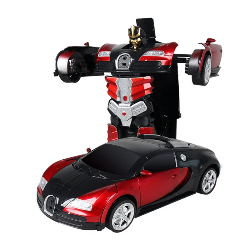 1/18 Electric Telecontrol Car 1 Button Remote Control Deformable Vehicle Robot Simulation Deformation Car Model Cool Toys Gift - Цвет: Red  with battery