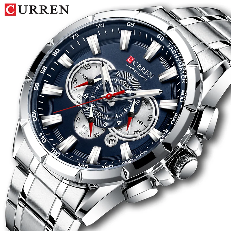 Curren Men’s Watches Top Brand Luxury Chronograph Quartz Men Watch Waterproof Sport Wrist Watch Men Stainless Steel Male Clock 1