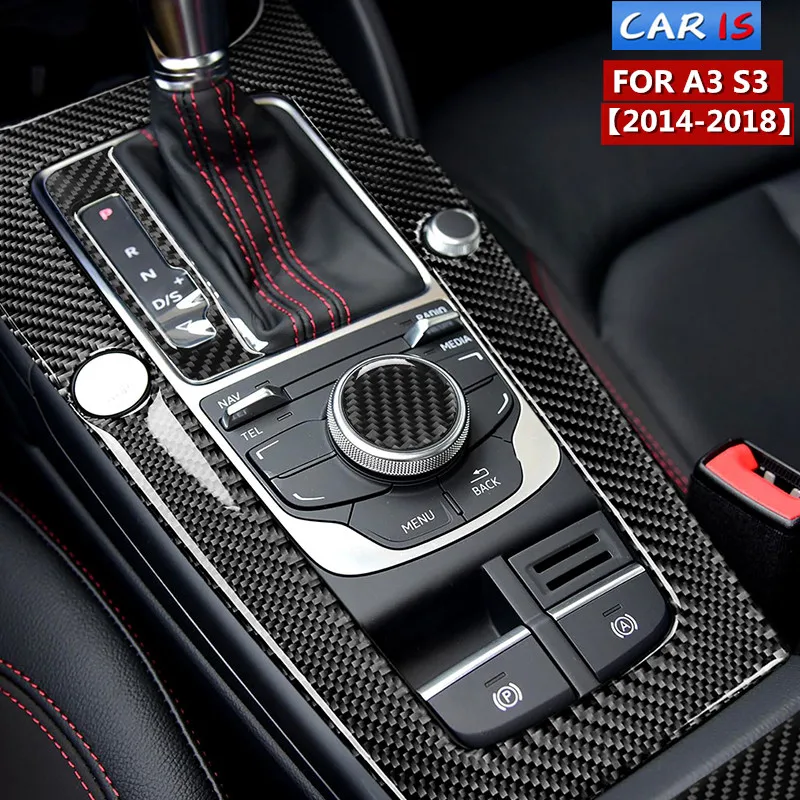 For Audi A3 S3 Interior accessories Carbon Fiber Car Center Control Gear Shift Panel S element Decorative Sticker Trim Cover | Автомобили