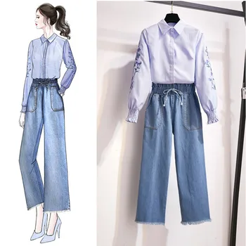 

Fp2890 2019 new autumn winter women fashion casual 2pieces set suit winter casual trousers suit