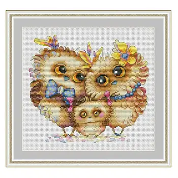 

Owl family cartoon patterns Counted Cross Stitch 11CT 14CT DIY Chinese Cross Stitch Kits Embroidery Needlework Sets home decor