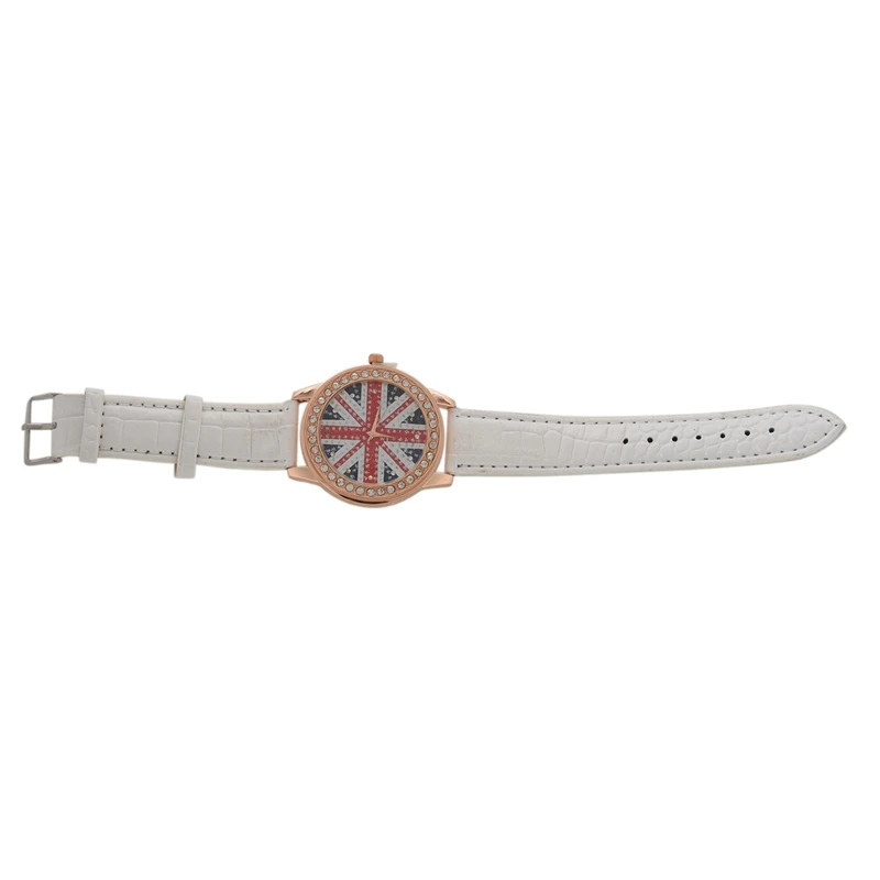 Женские кварцевые часы с британским флагом Union Jack белые кожаные WAA211|Женские часы|