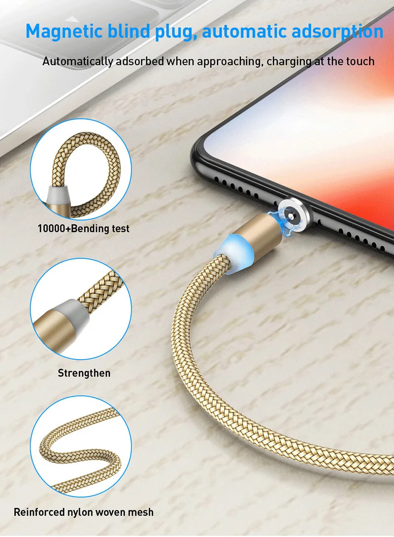 2 м светодиодный магнитный usb-кабель Micro USB C кабель для быстрой зарядки кабель type C магнитное зарядное устройство для samsung Xiaomi iPhone LG Быстрая