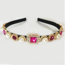 Трендовая Ретро барокко с кристаллами, с цветами из страз тонкая повязка для волос в форме капли воды Очаровательная корона тиара свадебные аксессуары для волос ювелирные изделия