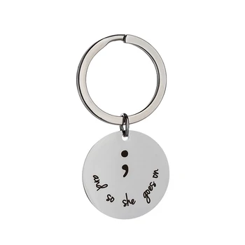 

URIMTHUM And so she goes on semi colon stainless steel Keychain Semicolon health Keyring K0100