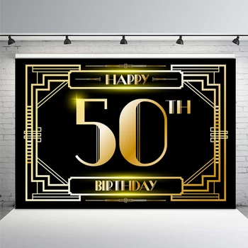 

MEHOFOTO Bokeh Black and Gold Glitter Photography Backdrop 50th 40th 60th Birthday Personalise Photo Background Studio Photocall