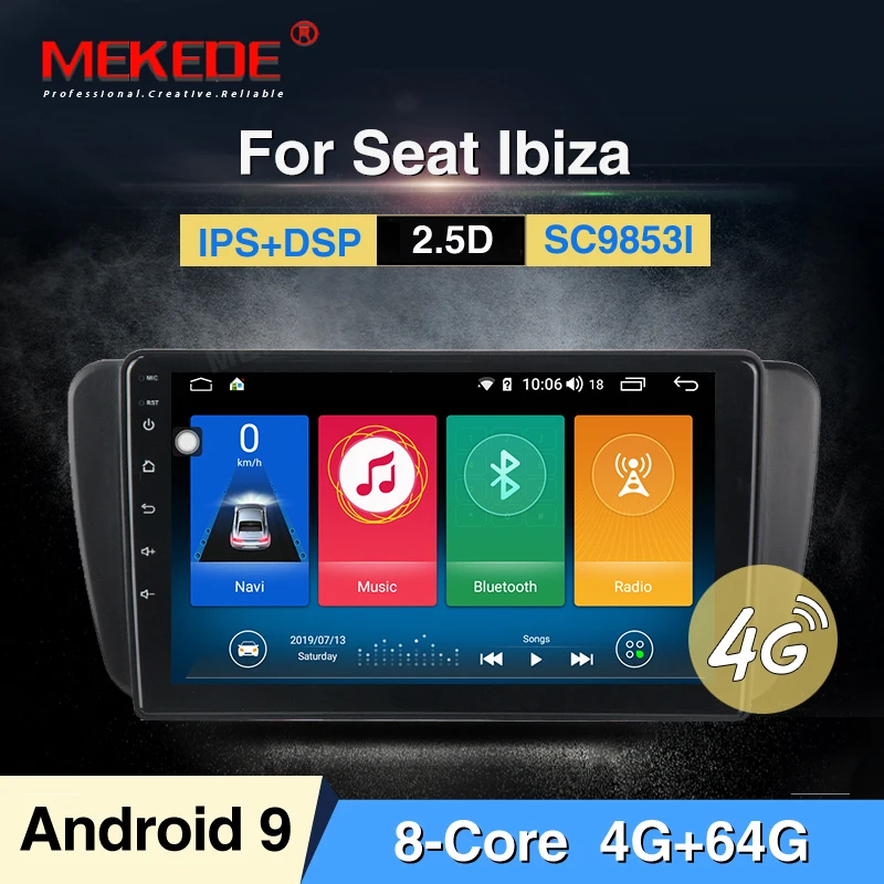 

MEKEDE Android 9.0 Car DVD Radio For Seat Ibiza 6j 2009 2010 2012 2013 GPS Navigation 2 Din Screen radio Audio Multimedia Player