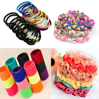 

30Pcs Hair Ornaments Mix Colors Rubber Scrunchie Elastic Hair Bands/Ties/Rope Headwear Gum Hairband Headband Hair Accessories