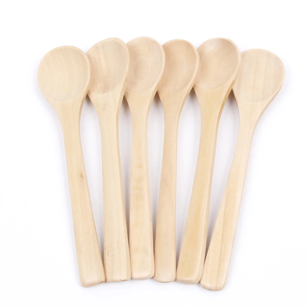 New 6 Pieces / Lot 12.6 CM Wave Mini Wood Spoon Flatware Kitchen Tool Soup Dessert Coffee Stirring Ice Cream dessert Children Sp New 6 Pieces / Lot 12.6 CM Wave Mini Wood Spoon Flatware Kitchen Tool Soup Dessert Coffee Stirring Ice Cream dessert Children Sp