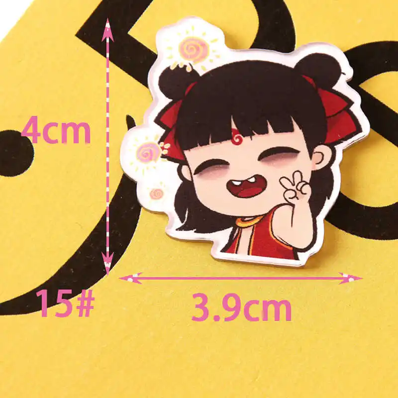 1pcs NE ZHA cartoon badge Kawaii Icon Badge Bacges on Backpack Badges for Clothing Acrylic Badges Z88 - Цвет: 15