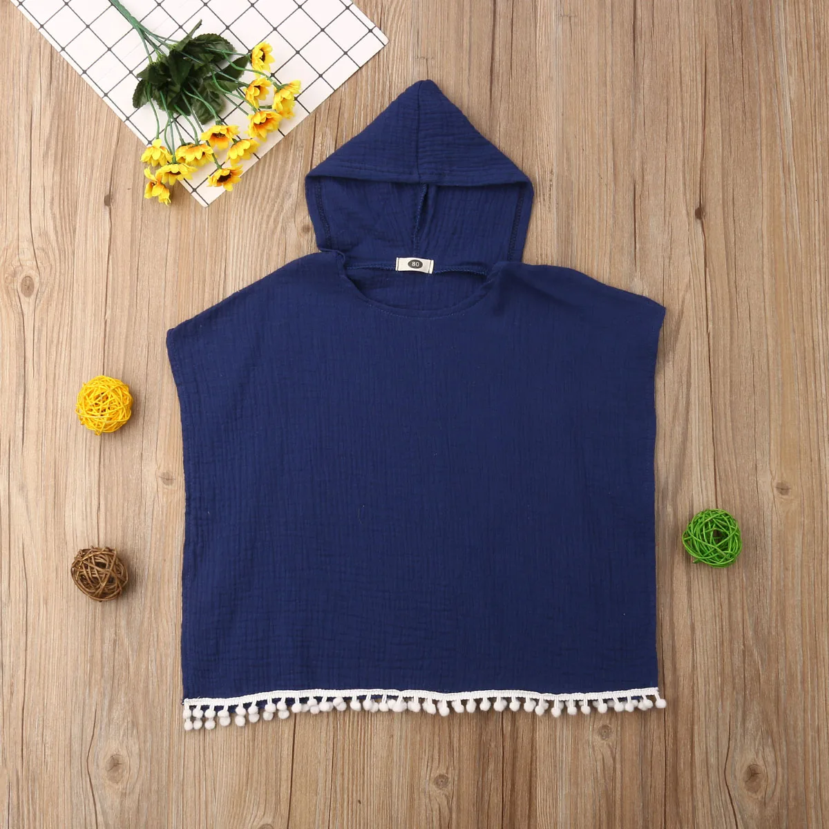 Cute Summer Toddler Kids Baby Girls Boys Boho Long Cardigan Cape Dress Beach Cover Up Solid Casual Kids Hooded Top Blouse baby jacket