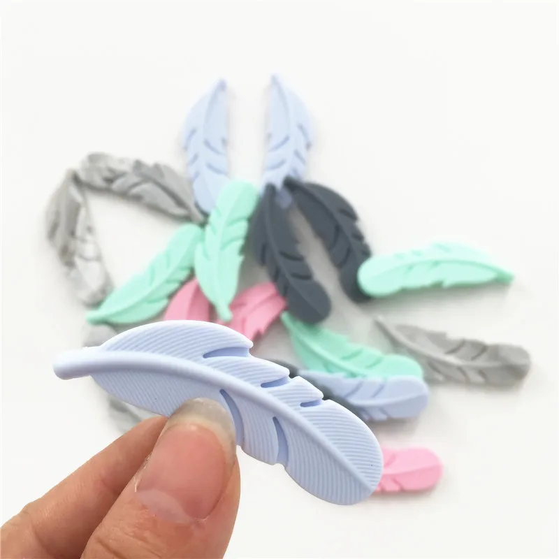 Chenkai 20 шт Силиконовые перьевые Прорезыватели для зубов DIY Детские пустышки жевательные сенсорные ювелирные изделия изготовление Монтессори игрушки аксессуары