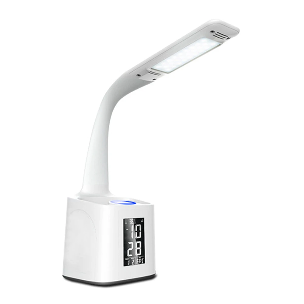 

Dimmable Clock Colorful Table Light Digital Calendar Eye Caring Led Touch Control Office With Pen Holder USB Charging Desk Lamp