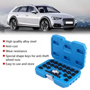 

Overseas 22 pcs Alloy Steel Anti Theft Screw Sleeve Locking Wheel Nut Key Socket Set for Car Accessories