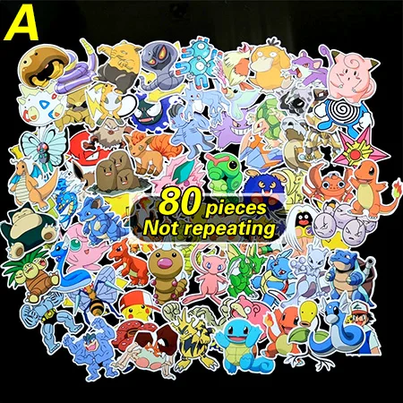 A 80pieces 80pieces/lot 160 Kinds Waterproof Cartoon Amine stickers for Wall Decor Fridge Bike Laptop Car Stickers pks Figure toys - Цвет: A 80pieces
