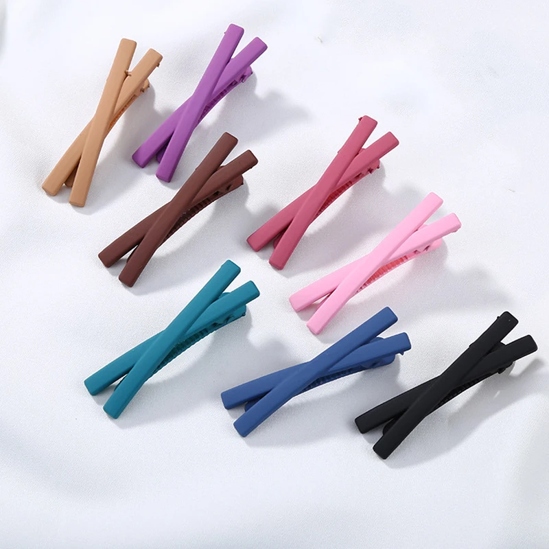 

Small Cute Frosted Hair Pins Clips Korean Style Girls Women Matte Candy Color Cross Hair Clips Hair Accessories Fashion Headwear