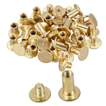 

19Pcs Scrapbook Binding Screw Post 10mm Brass & 20X Album Purse Brass Plated 5X8mm Binding Chicago Screw Post, Brass