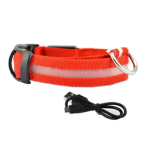 Питомец собака Щенок Анти-потеря USB Перезаряжаемый мигающий светодиодный светильник ошейник ожерелье поводок для собак - Цвет: Красный