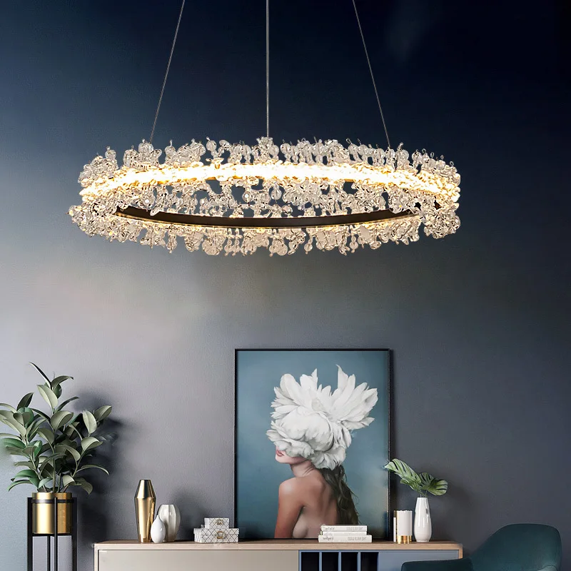 

Postmodern LED pendant lights Nordic Crystal hanging lamp home deco luxury suspension luminaire for living room hotel lobby