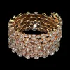Fashion Multiple Rows Crystal Adjustable Bracelet Bangle for Women Gold Silver Color Wedding Bracelets & Bangles Jewelry Gift ► Photo 3/6