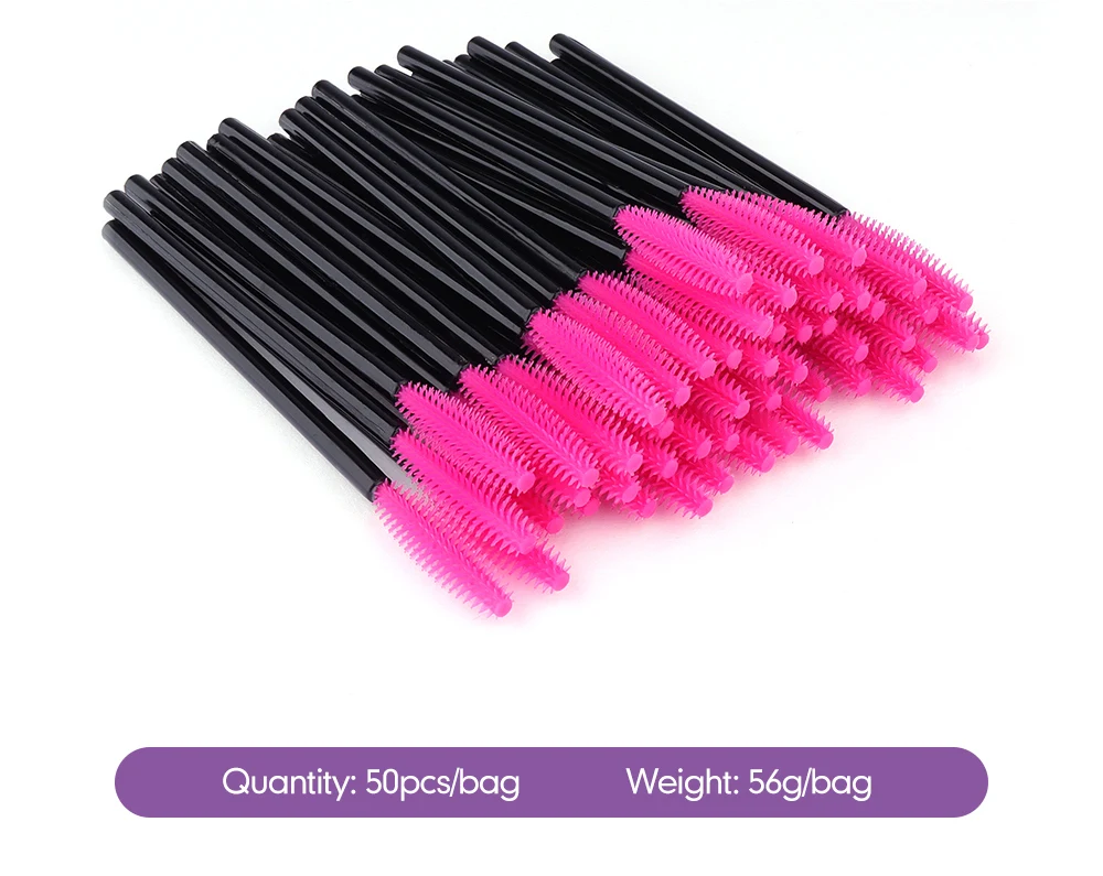 50pc Silicone Make Up Brush For eyelash extension Four Colors One-off Disposable Eyelash Brush Mascara Applicator Wand Brush