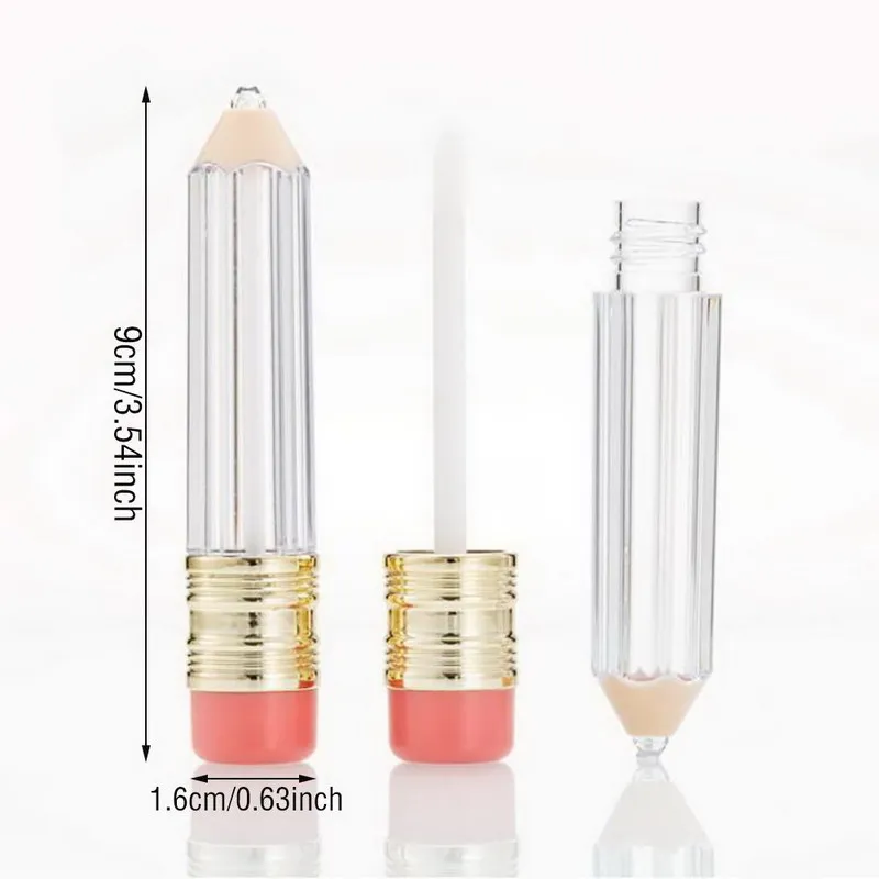 

10/3050/100PCS 5ML Creative Pencil Shape Empty Lip Gloss Tube Refillable Clear Lip Balm Tubes Container Lipstick Bottles