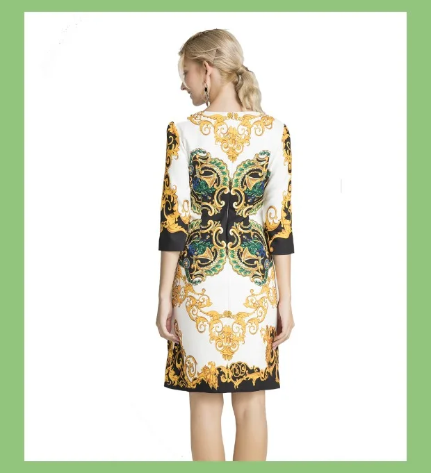 Ropa mujer, осень, модное подиумное платье, высокое качество, женское платье с блестками, Великолепное платье с бриллиантами и круглым вырезом, офисное платье