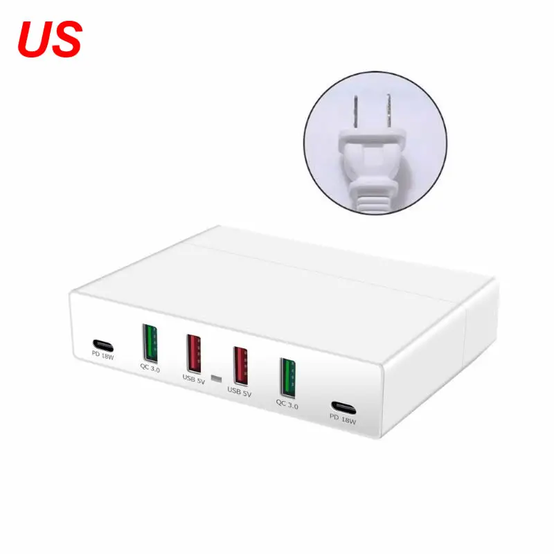 72 Вт QC3.0 Quick Charge 3,0 4x USB Dual USB C type-C PD быстрое зарядное устройство для iPhone - Тип штекера: US
