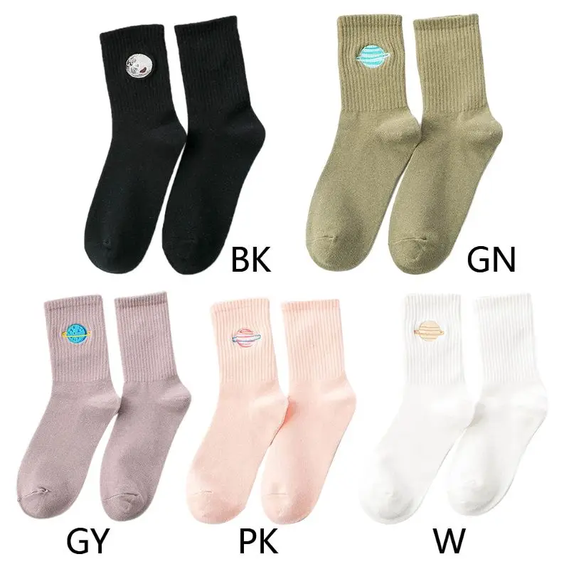 THINKTHENDO Harajuku женские милые Мультяшные носки с вышивкой в стиле хип-хоп