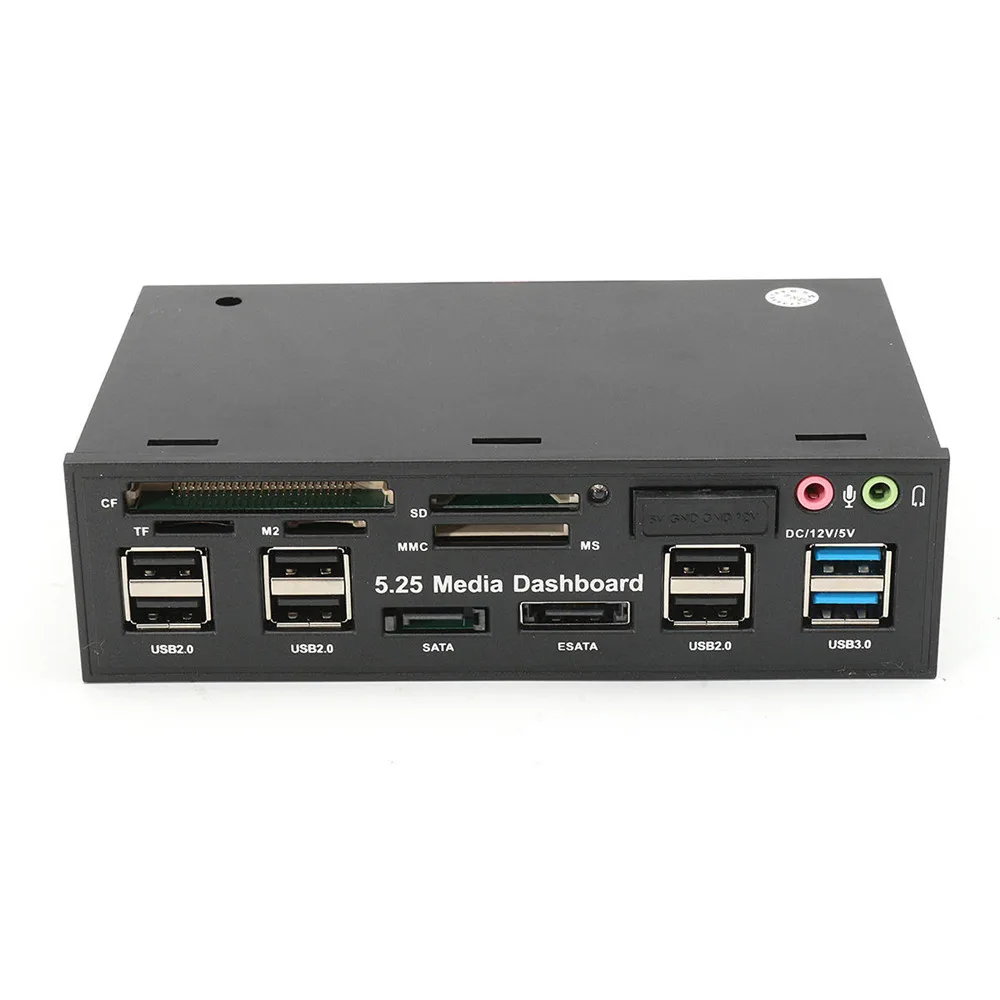 Computer External Card Reader 5.25 Inch USB3.0 Drive Bay SD TF Card Reader SATA USB Hub Audio Front Panel Media Dashboard COD