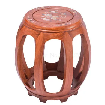 

Mahogany drum stool Chinese solid wood round stool rosewood carved antique living room coffee table stool guzheng stool