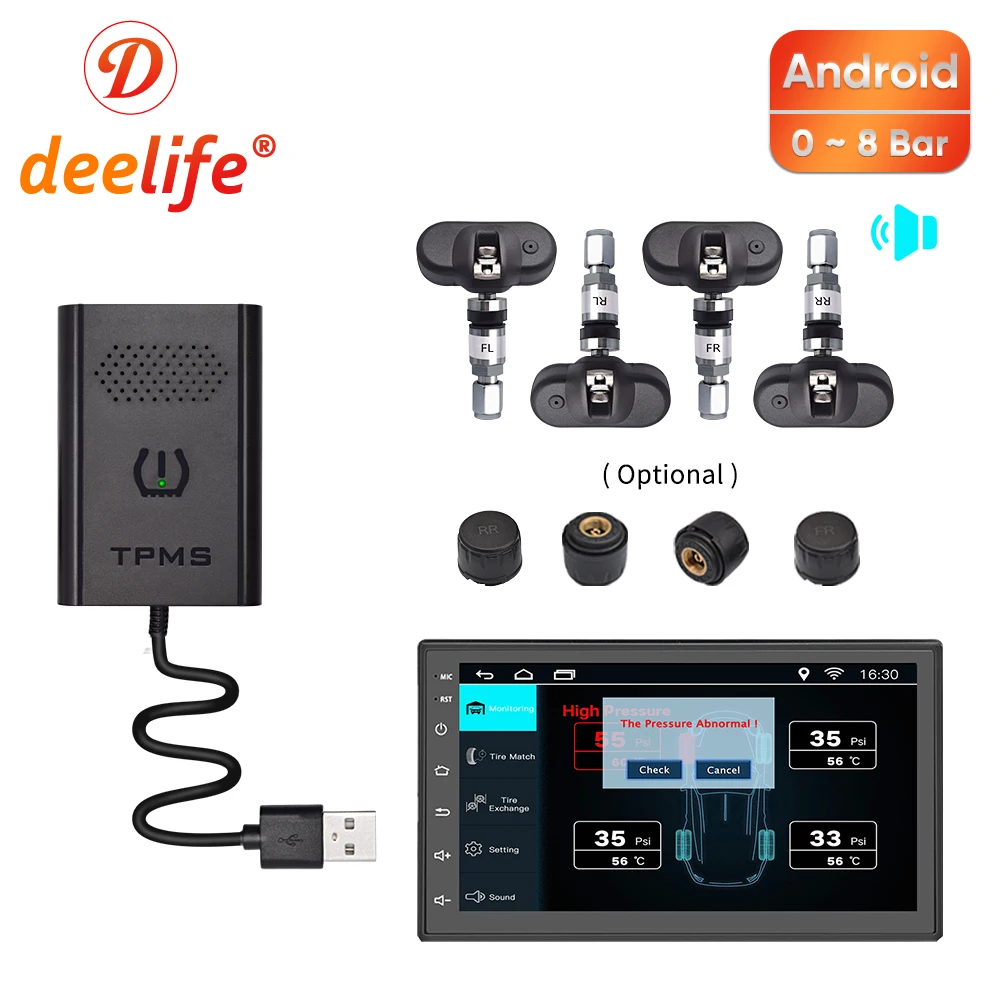 Deelife USB Android TPMS система контроля давления в шинах Голосовая сигнализация для автомобиля Радио DVD плеер внутренний внешний датчик TMPS|Датчик давления в шинах| | АлиЭкспресс