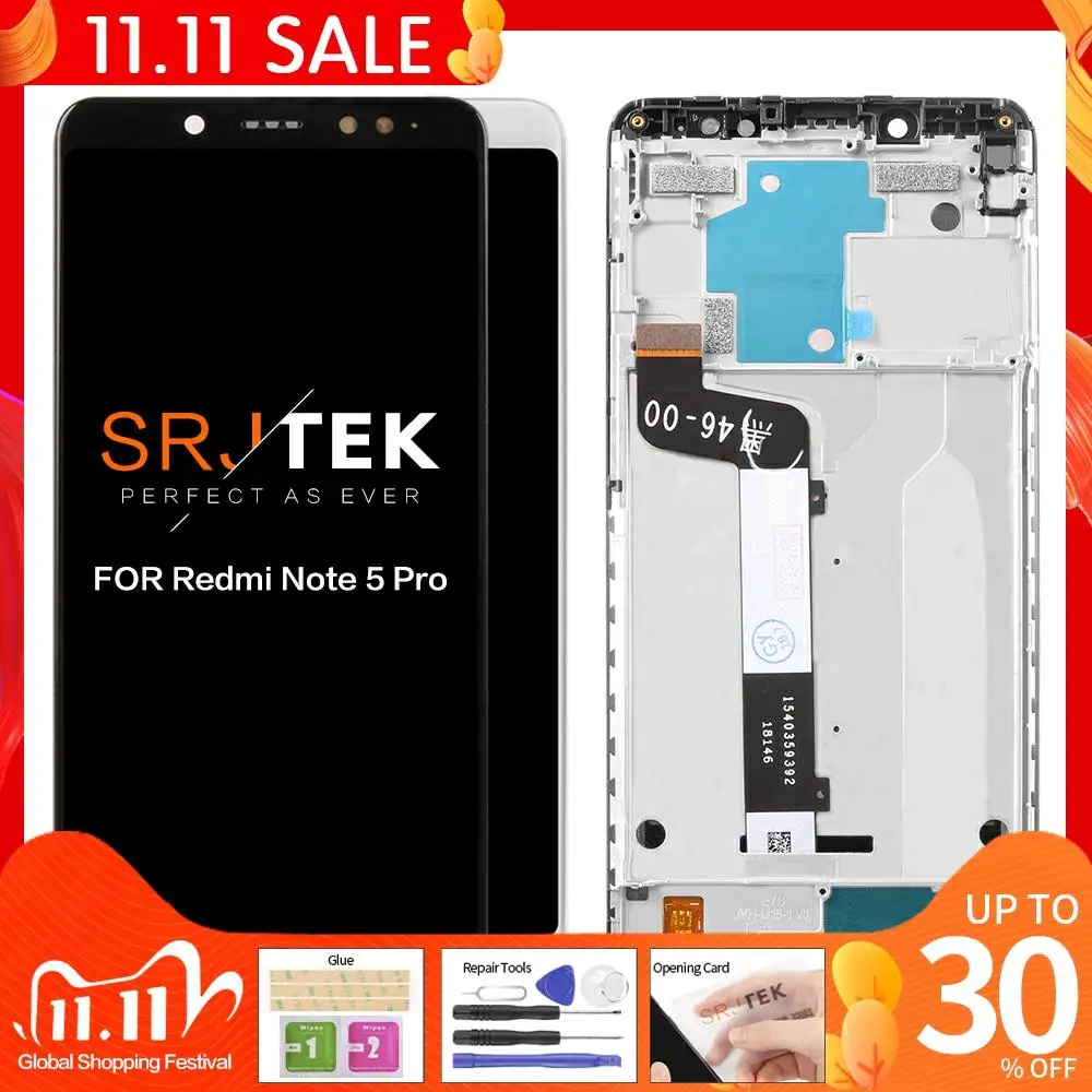 ЖК дисплей с рамкой для Xiaomi Redmi Note 5 Pro Snapdragon 636 10 точек касания замена экрана