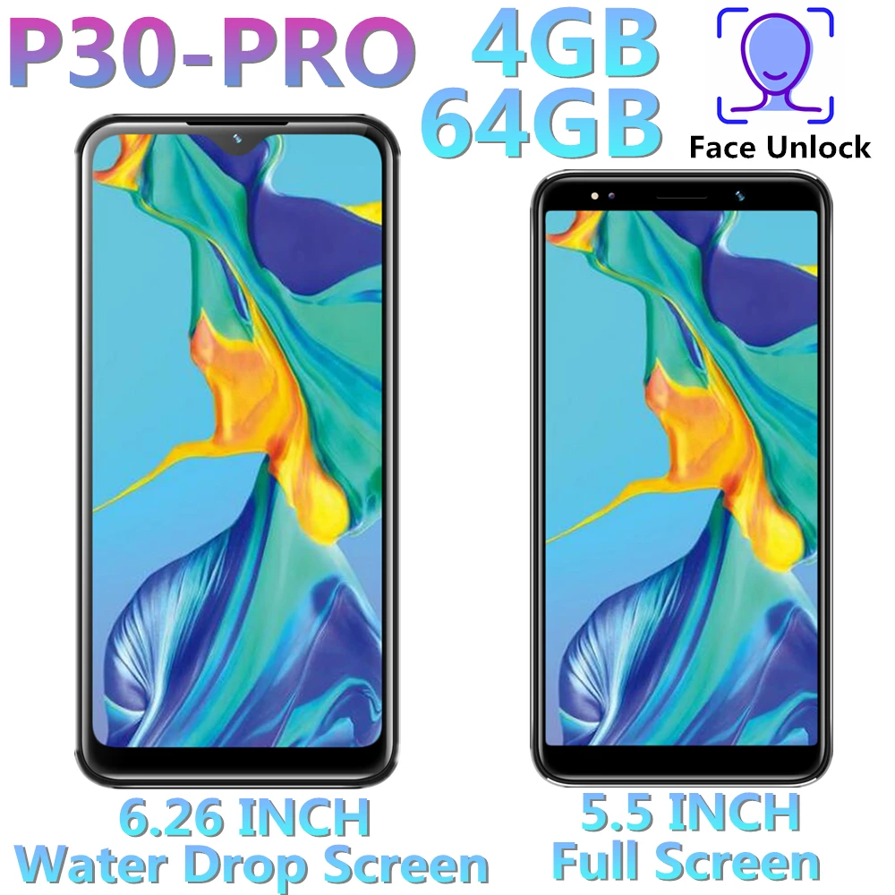 Оригинальные P30 Pro мобильные телефоны 5 5/6 26 дюймов 4 ГБ ОЗУ 64 Гб ПЗУ