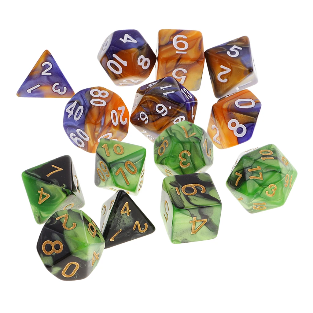 14 Pieces Polyhedral Dice Set D20 D12 D10 D8 D6 D4 for Dungeons& Dragons RPG Board Game Party Supplies