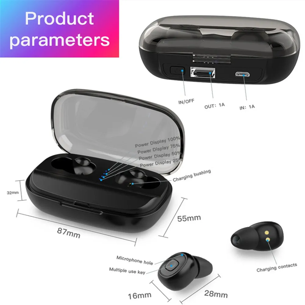 True Wireless Earbuds Waterproof Sport Bluetooth 5 0 Earphone In Ear Headset with 3000mAh Charging Box TWS Xi10S Sports Earbuds