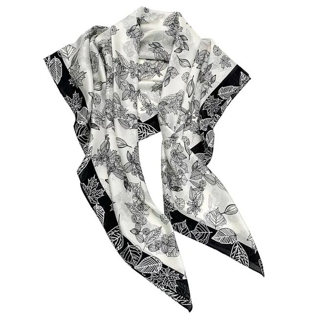 Új Ins Stílusú Friss Irodalmi Szimuláció Selyem Sál Nők Egyszerű És Divatos Növényi Virágnyomtatott Dekoratív Négyzet