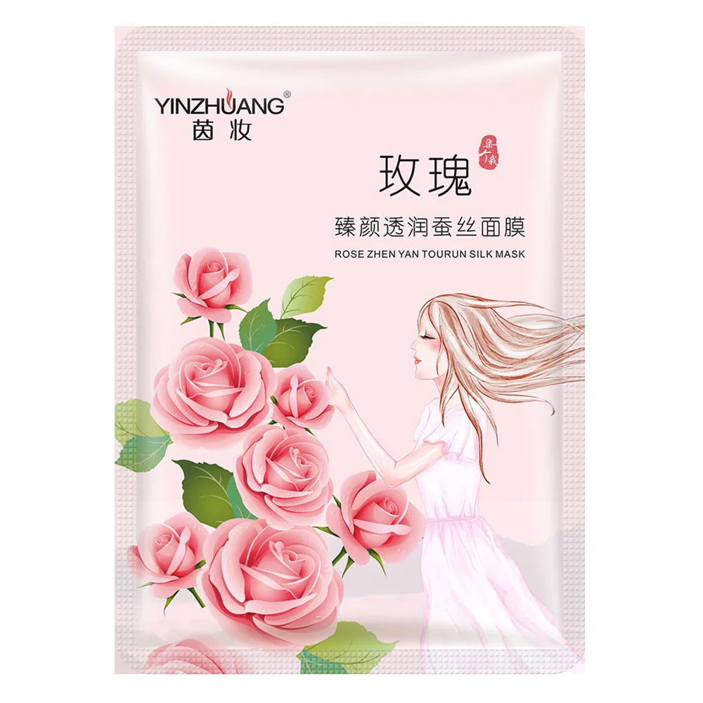 rose Растительный экстракт для лица Маска Увлажняющая восстанавливающая маска для ухода за кожей вишневый цвет розовое масло контроль сужения пор маска для лица - Цвет: rose