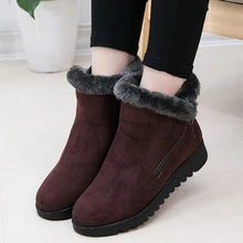 Модные женские ботинки; теплые зимние ботинки; классические зимние ботильоны для женщин на молнии; зимняя женская обувь из замши с теплым мехом и плюшем