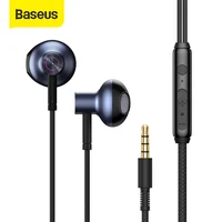 Baseus-auriculares internos con cable y micrófono, dispositivo de audio estéreo HD, con conector de 3,5mm, para teléfonos inteligentes Samsung, Xiaomi, Huawei y Sony