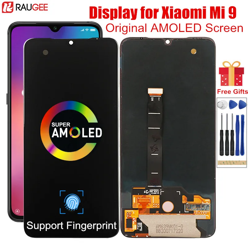 Дисплей для Xiaomi Mi 9 оригинальный Amoled ЖК дисплей сенсорный экран с рамкой Замена Mi9