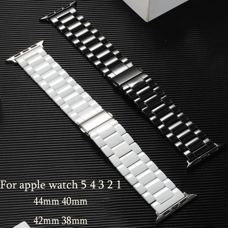 

Ceramic strap For Apple Watch Band 38mm 40mm 42mm 44mm Series 5/4/3/2/1 bracelet strap for iWatch Women Men smart watch band