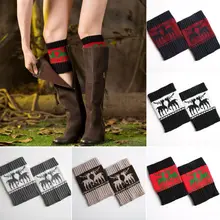Женский Теплый Зимний вязаный манжет для ботинок лося трикотажные топперы носки гетры