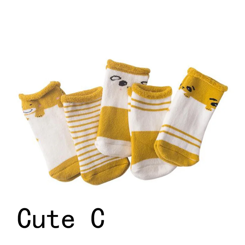 Cute C Новинка года; теплые детские носки для малышей; хлопковые носки с героями мультфильмов на осень и зиму для малышей - Цвет: Cute C
